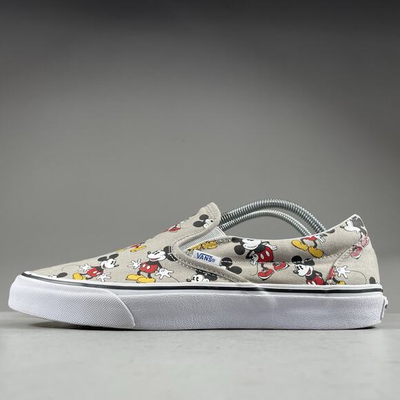 Vans x Disney Mickey Mouse Mens 10 Gray Slip On Canvas Skate Shoe Casual Sneaker - Picture 1 of 9